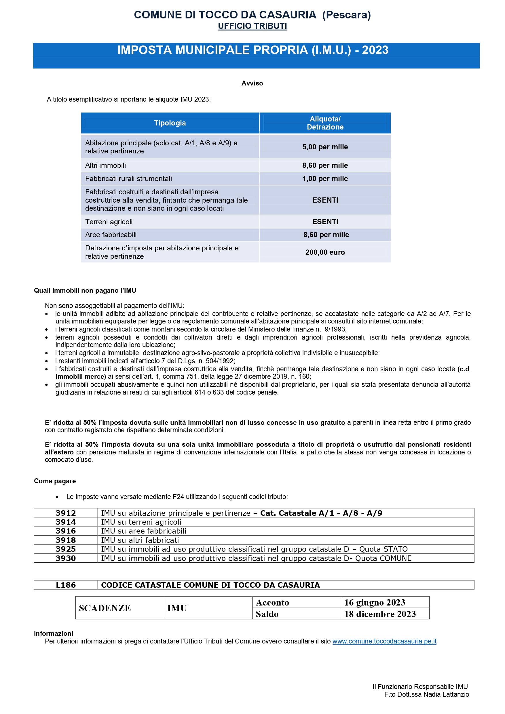 AVVISO SCADENZA SALDO IMU 2023